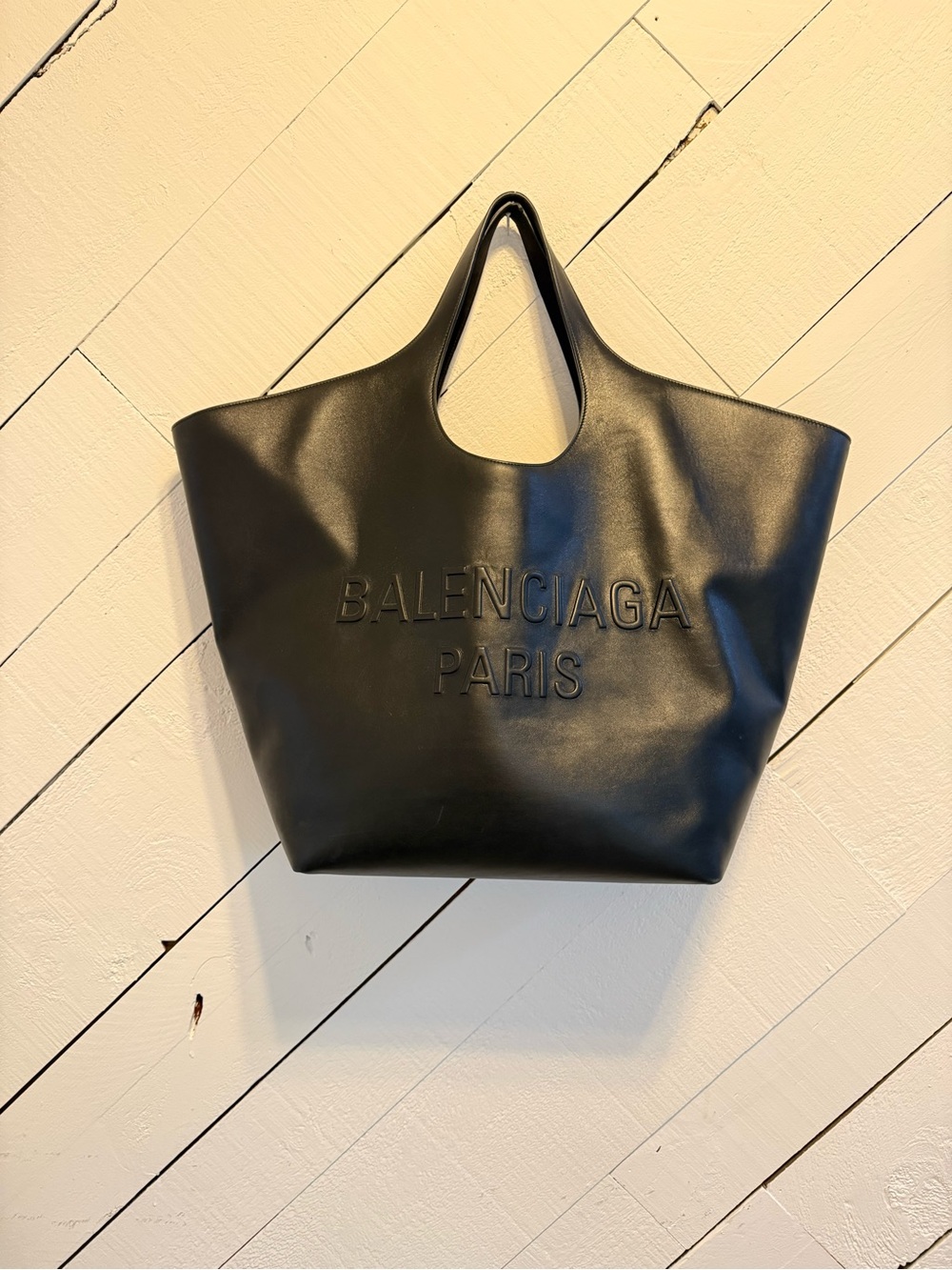 Balenciaga Black Embossed Leather Shopper Tote